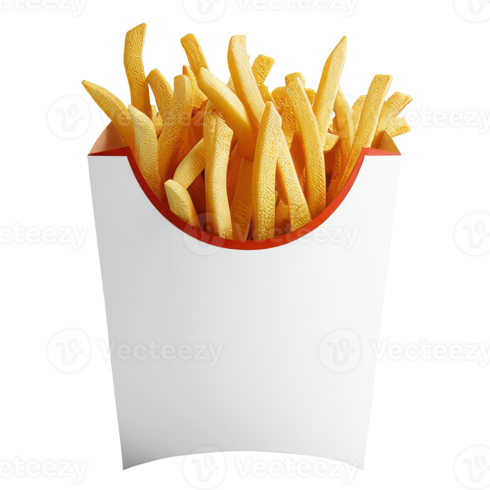 french fries in a paper box on a transparent background png