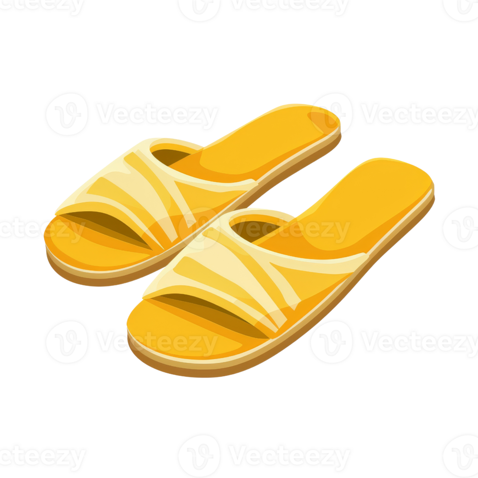 Yellow slippers isolated on a transparent background. illustration of shoes. png
