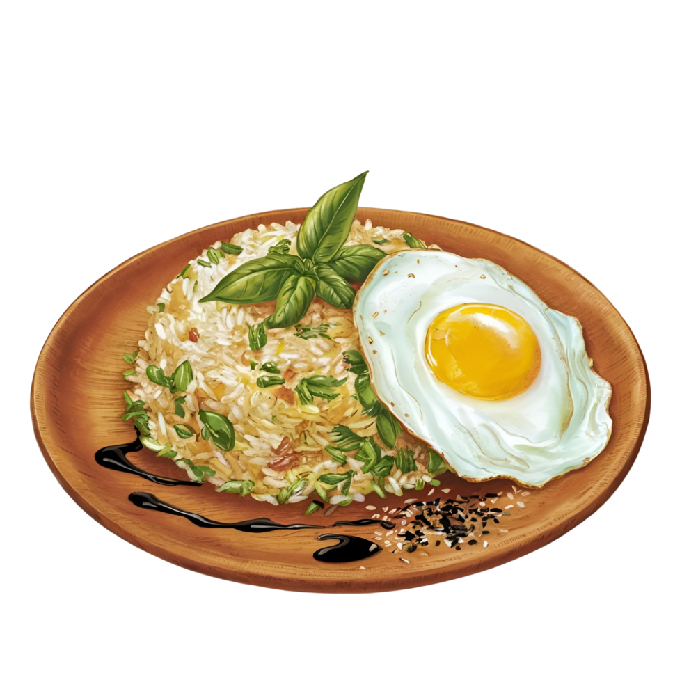 Hand Drawn Basil Fried Rice png