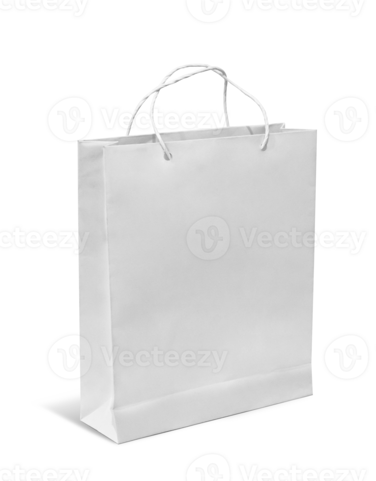 White Eco Paper Bag, Reusable eco friendly paper bag isolated on transparent background. png