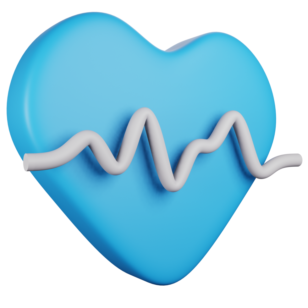 heart and heartbeat 3d illustration png