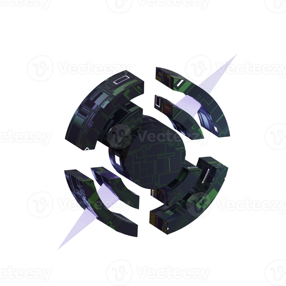 3d Cyber Electronic Circuit Element png
