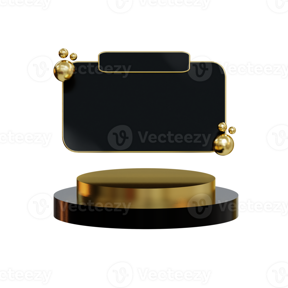 3d Classy Gold Podium Element png