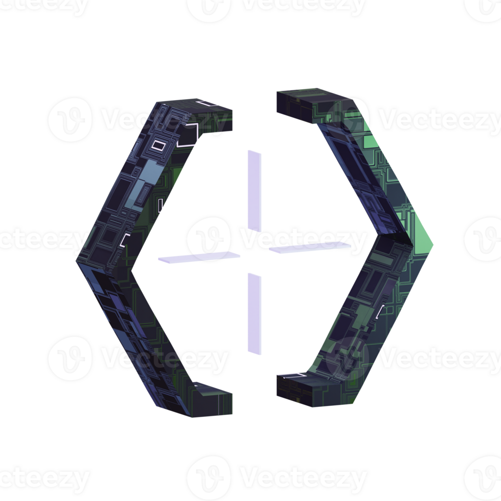 3d Cyber Electronic Circuit Element png