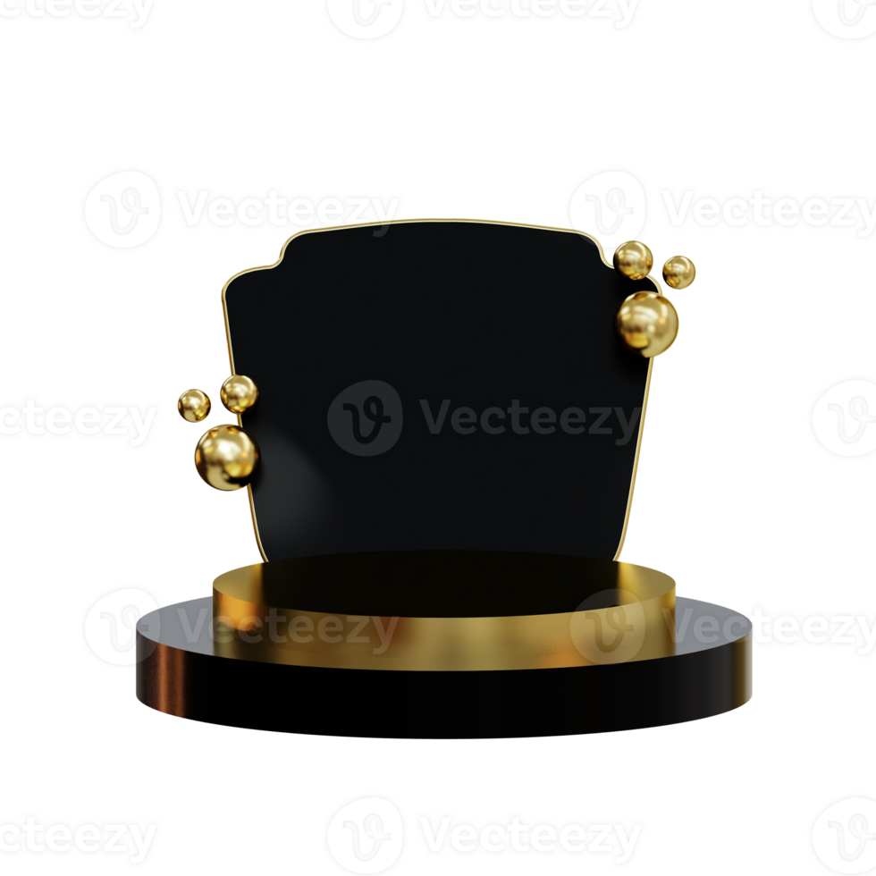 3d Classy Gold Podium Element png