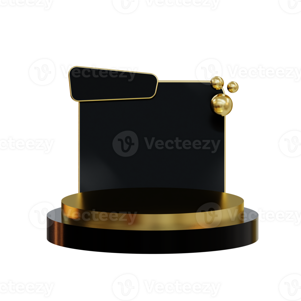 3d Classy Gold Podium Element png