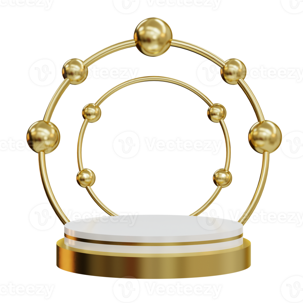 3d Classy Gold Podium Element png