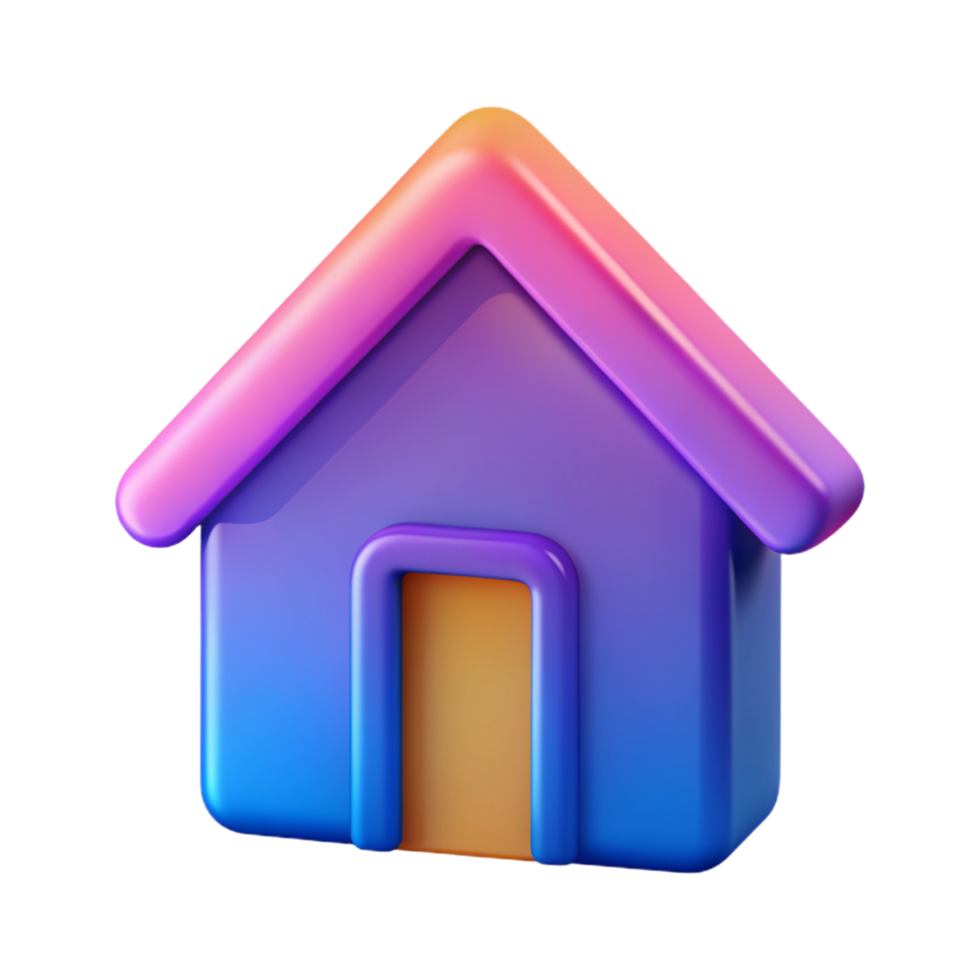 3D house icon, 3D house symbol, colorful 3D house photo png