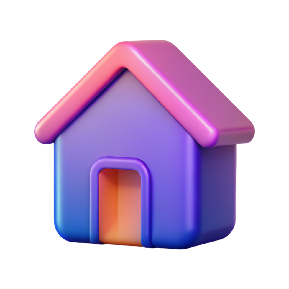 3D house icon, 3D house symbol, colorful 3D house photo png