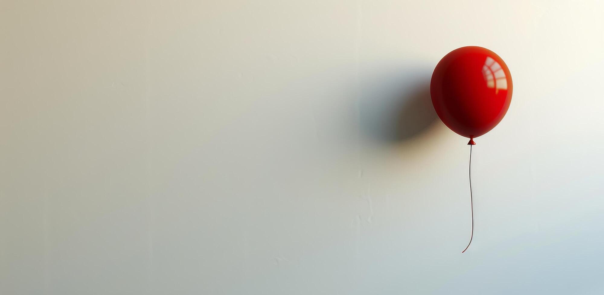 A Single Red Balloon Tied to the Floor in a White Room photo
