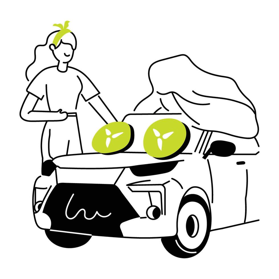 Premium doodle mini illustration of car care vector