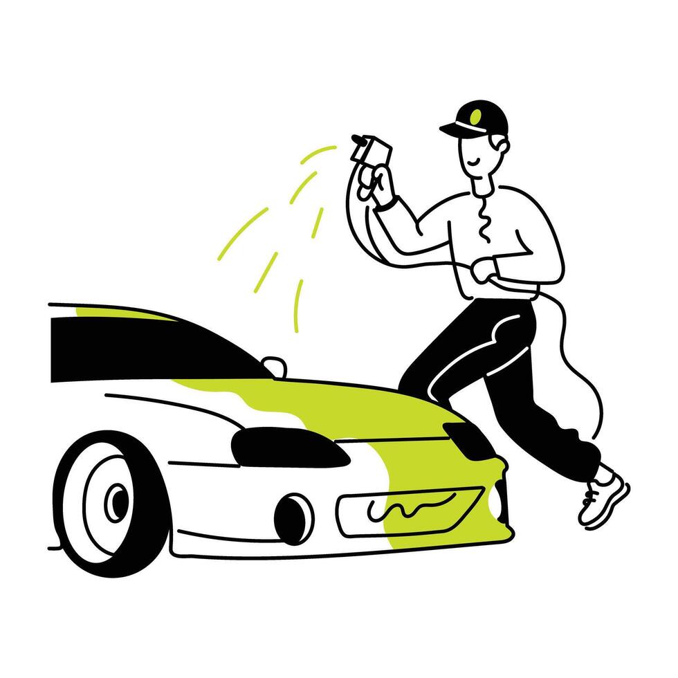 Check out this doodle mini illustration of car painting vector