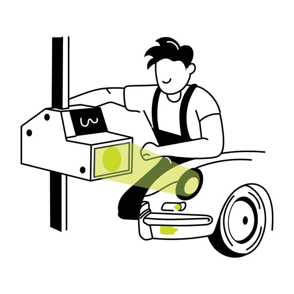 Get this doodle mini illustration of a headlight tester vector