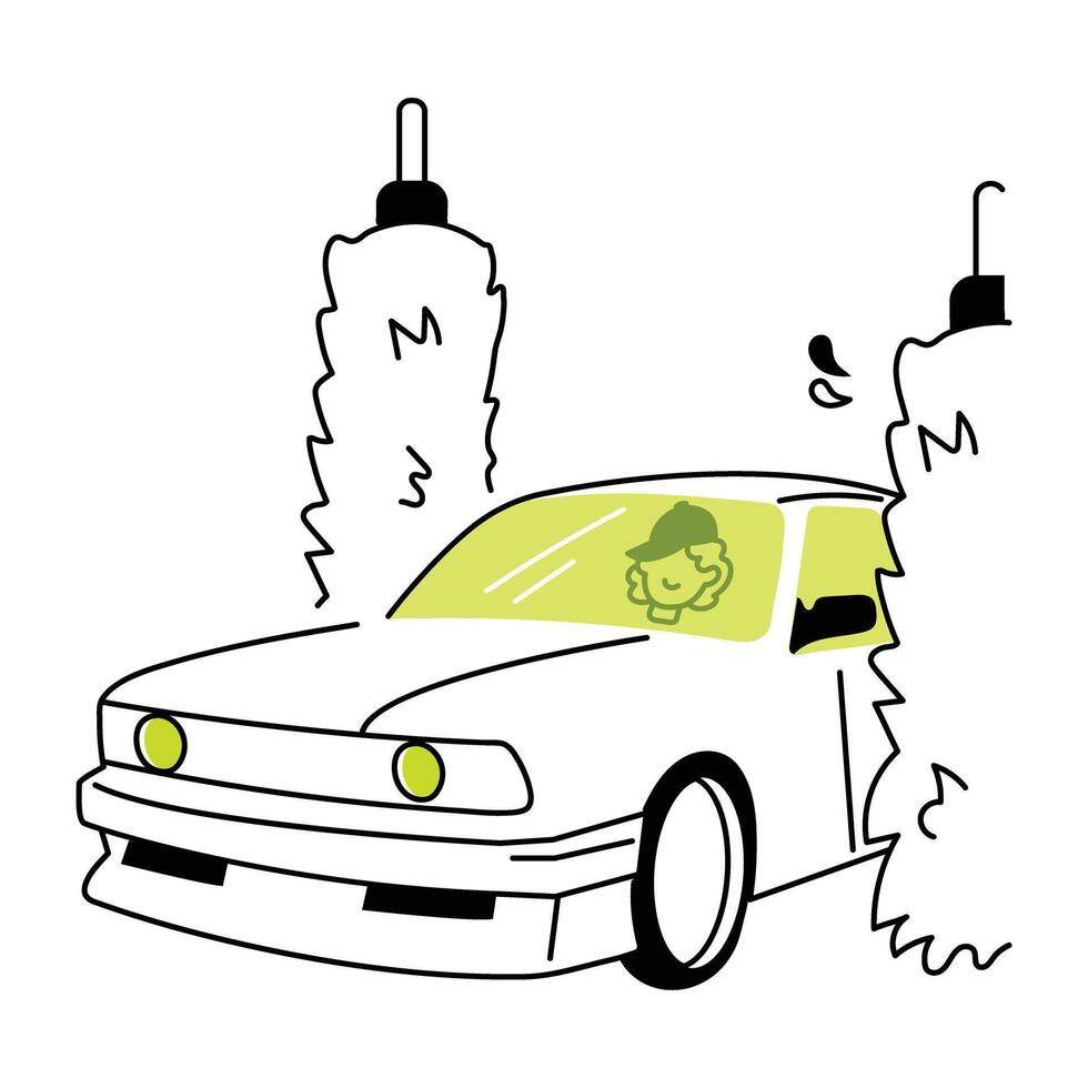 Handy doodle mini illustration of auto wash vector