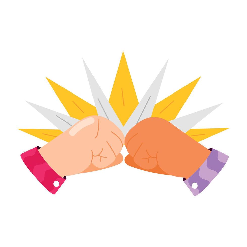An editable flat sticker depicting fist bump vector