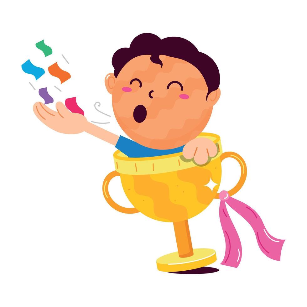 A customizable flat sticker of winner prize vector