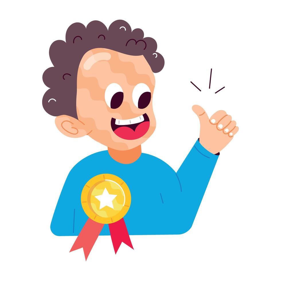 Latest flat sticker of winning emoji vector