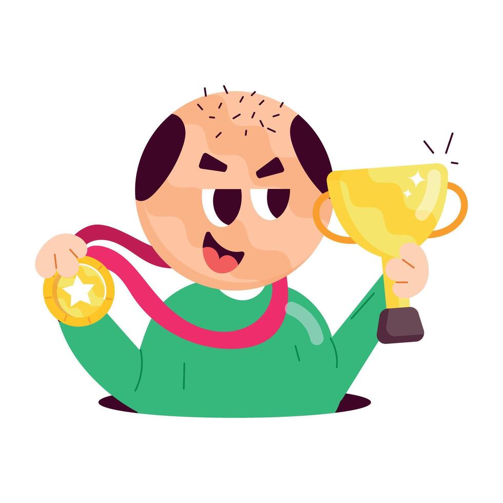 Grab this flat sticker of winner boy vector