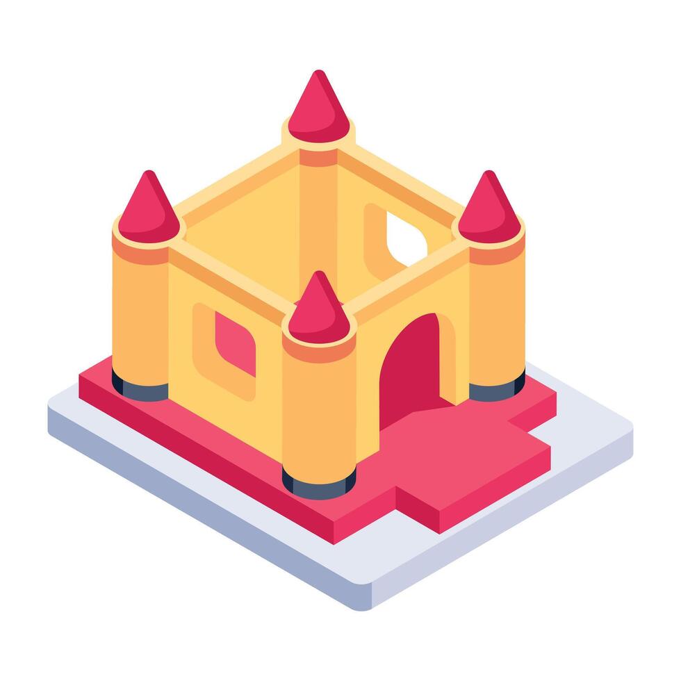 Modern isometric icon of a jumping castle vector