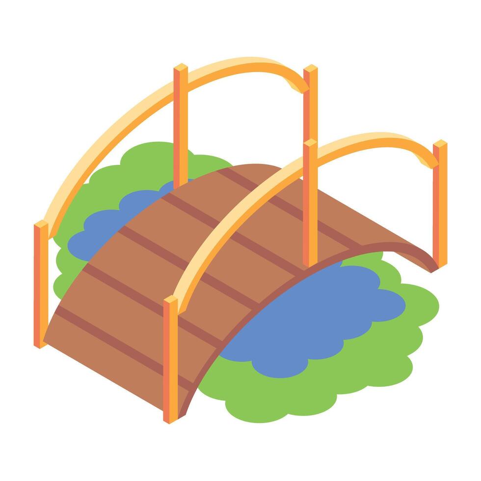 An isometric icon depicting park bridge vector