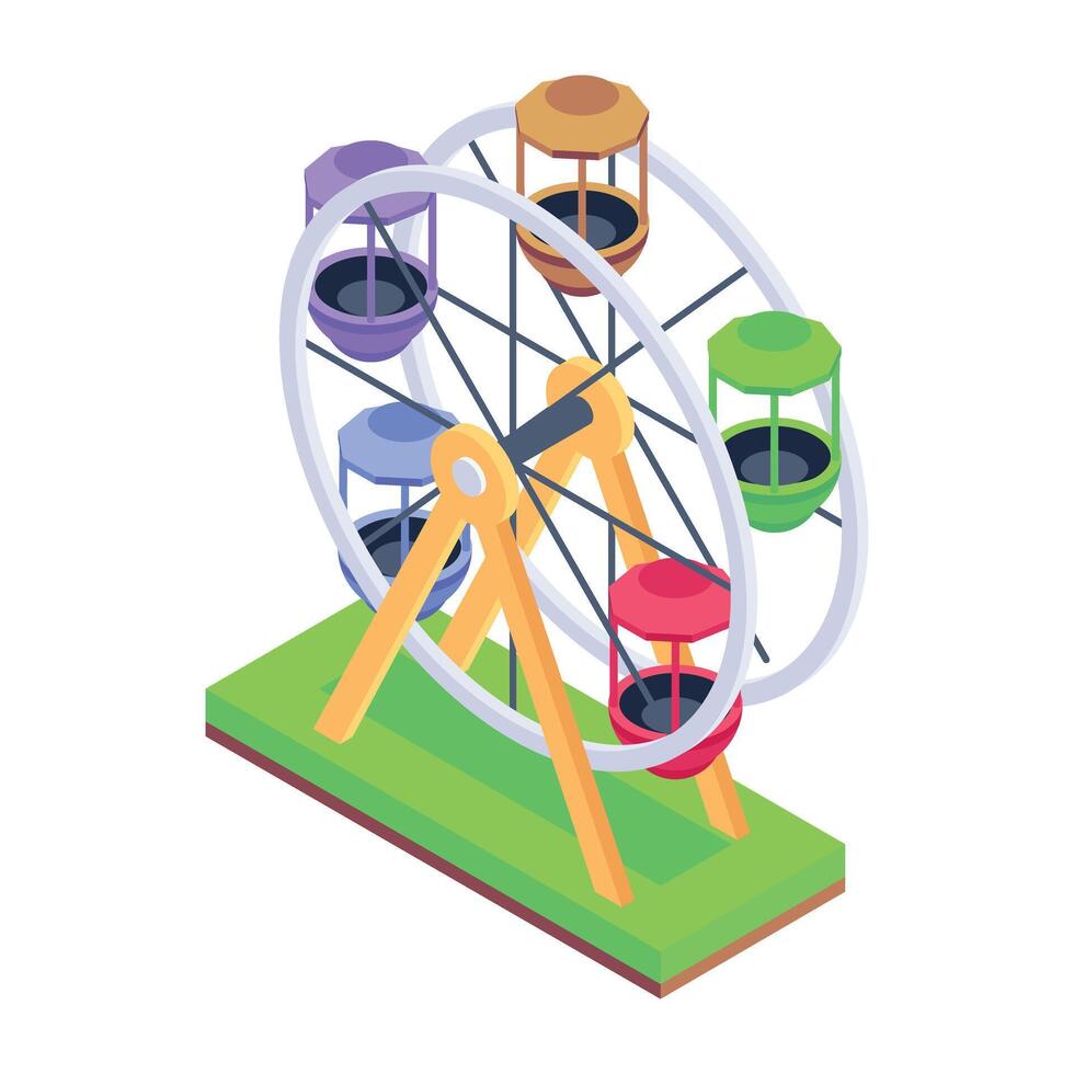 Handy isometric icon of a ferris wheel vector
