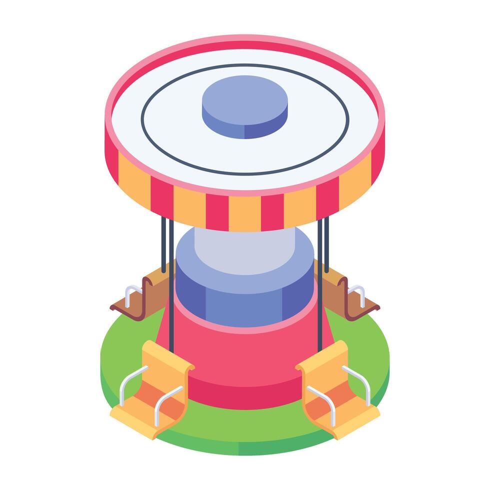 Easy to edit isometric icon of flying swing vector