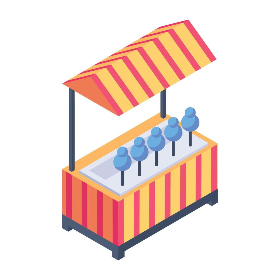 Grab this isometric icon of cotton candy stall vector