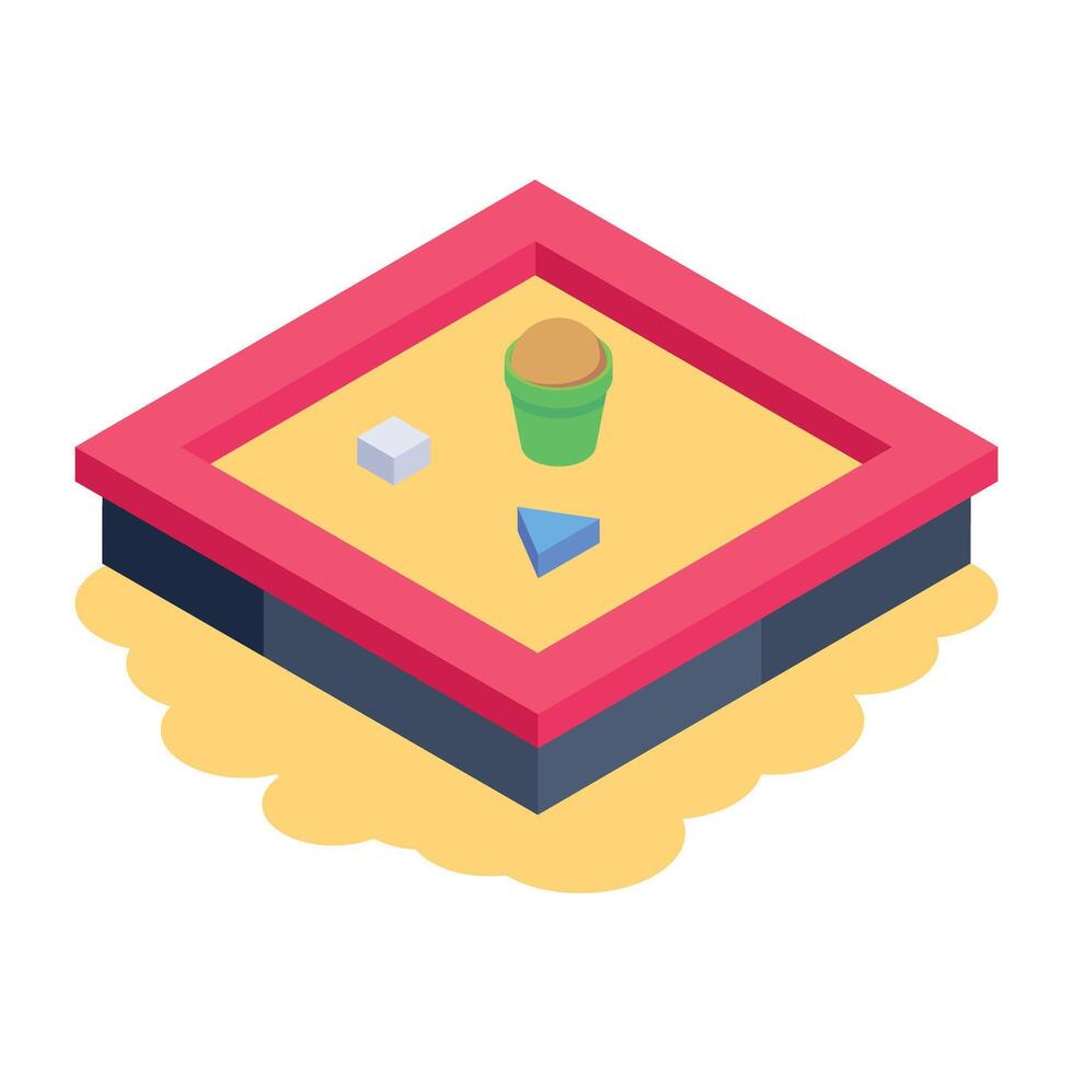 Easy to edit isometric icon of a sandpit vector