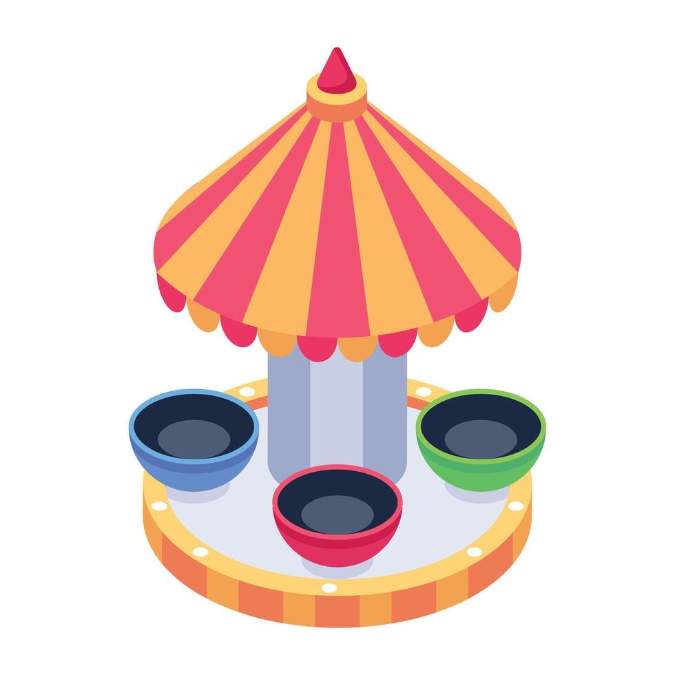 A well-designed isometric icon of carousel ride vector
