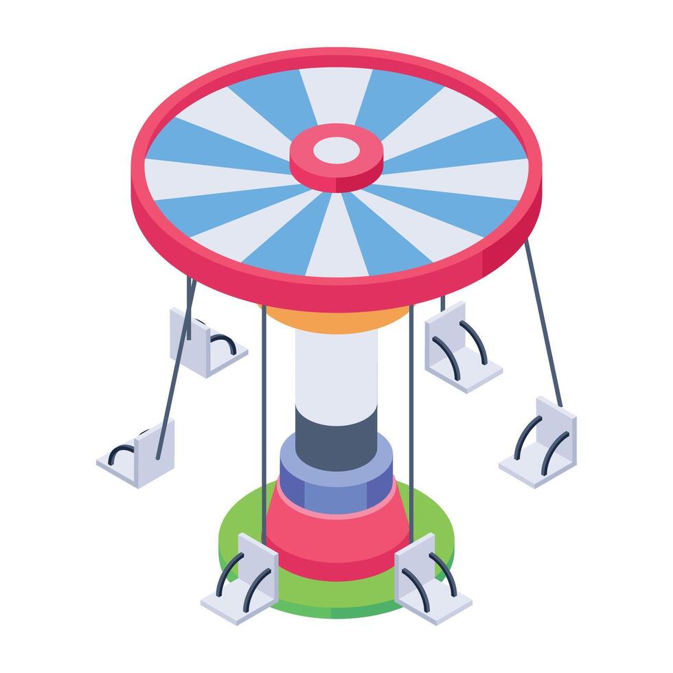 Handy isometric icon depicting carnival swing vector