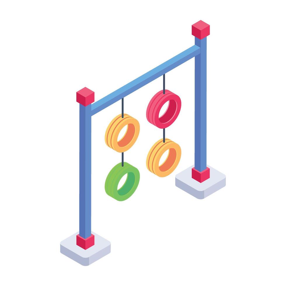 Latest isometric icon of a tyre swing vector