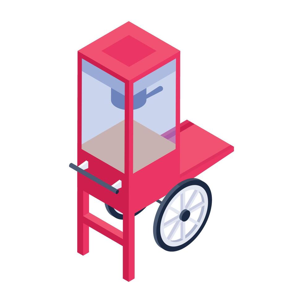 Modern isometric icon of a popcorn cart vector
