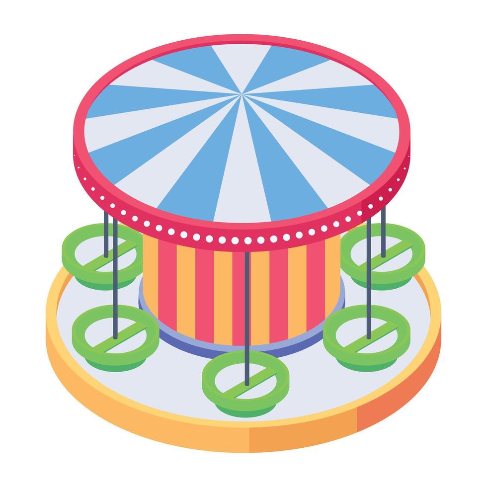 Ready to use isometric icon of a roundabout ride vector