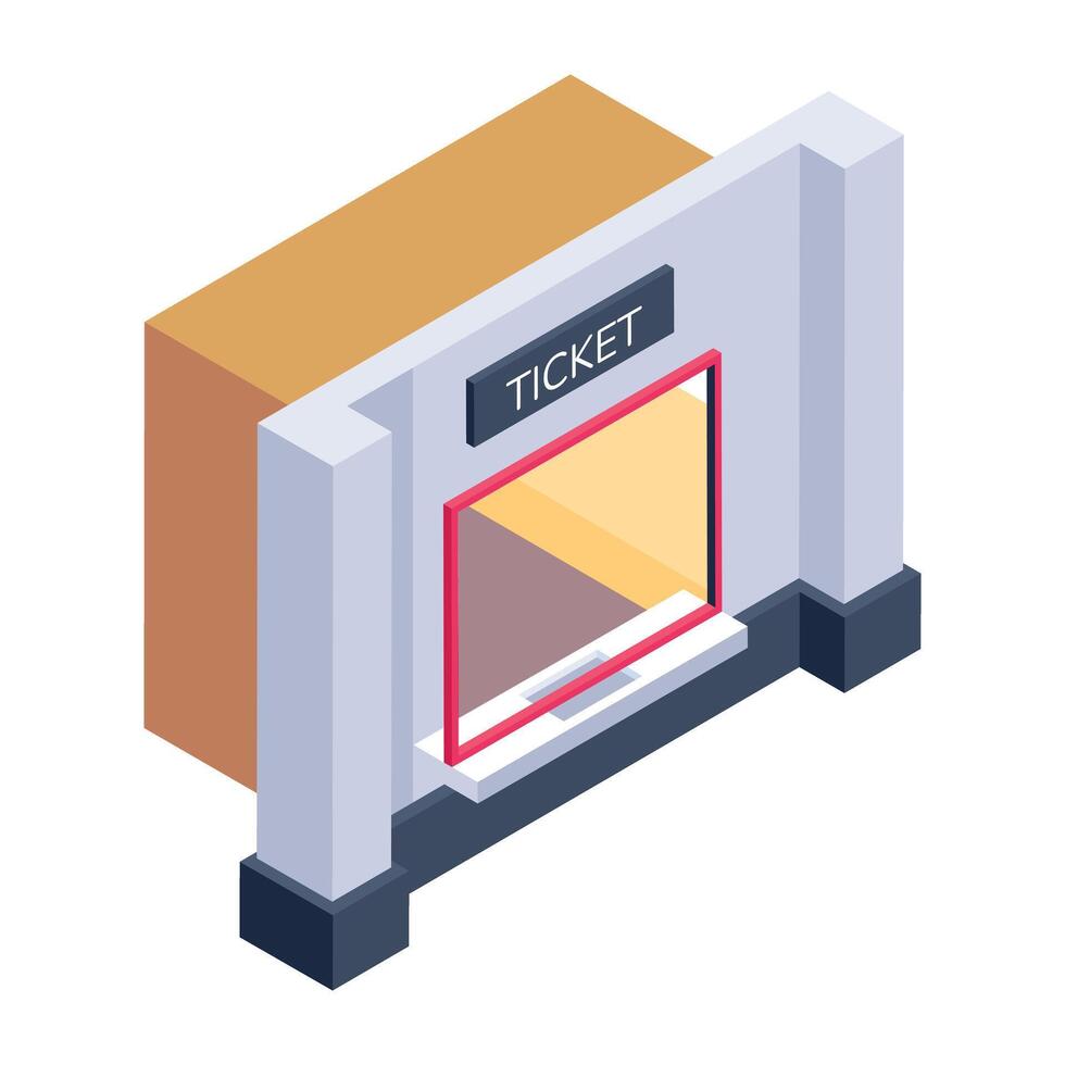 A well-designed isometric icon of ticket office vector