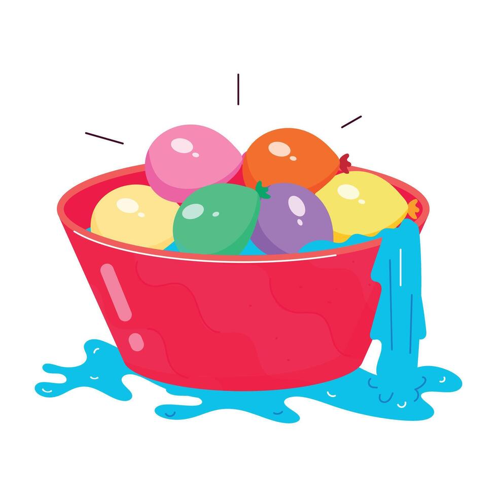 Check out flat sticker of water balloons bucket vector