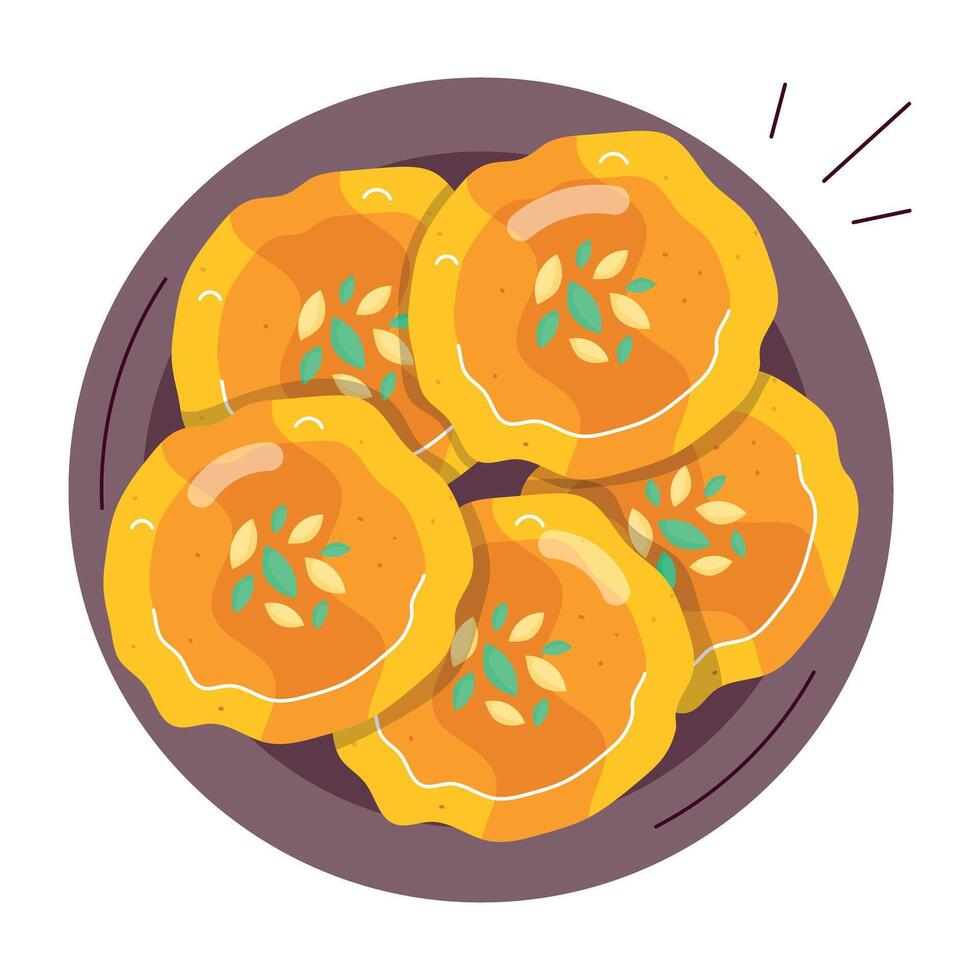 Check out this flat sticker of malpua vector