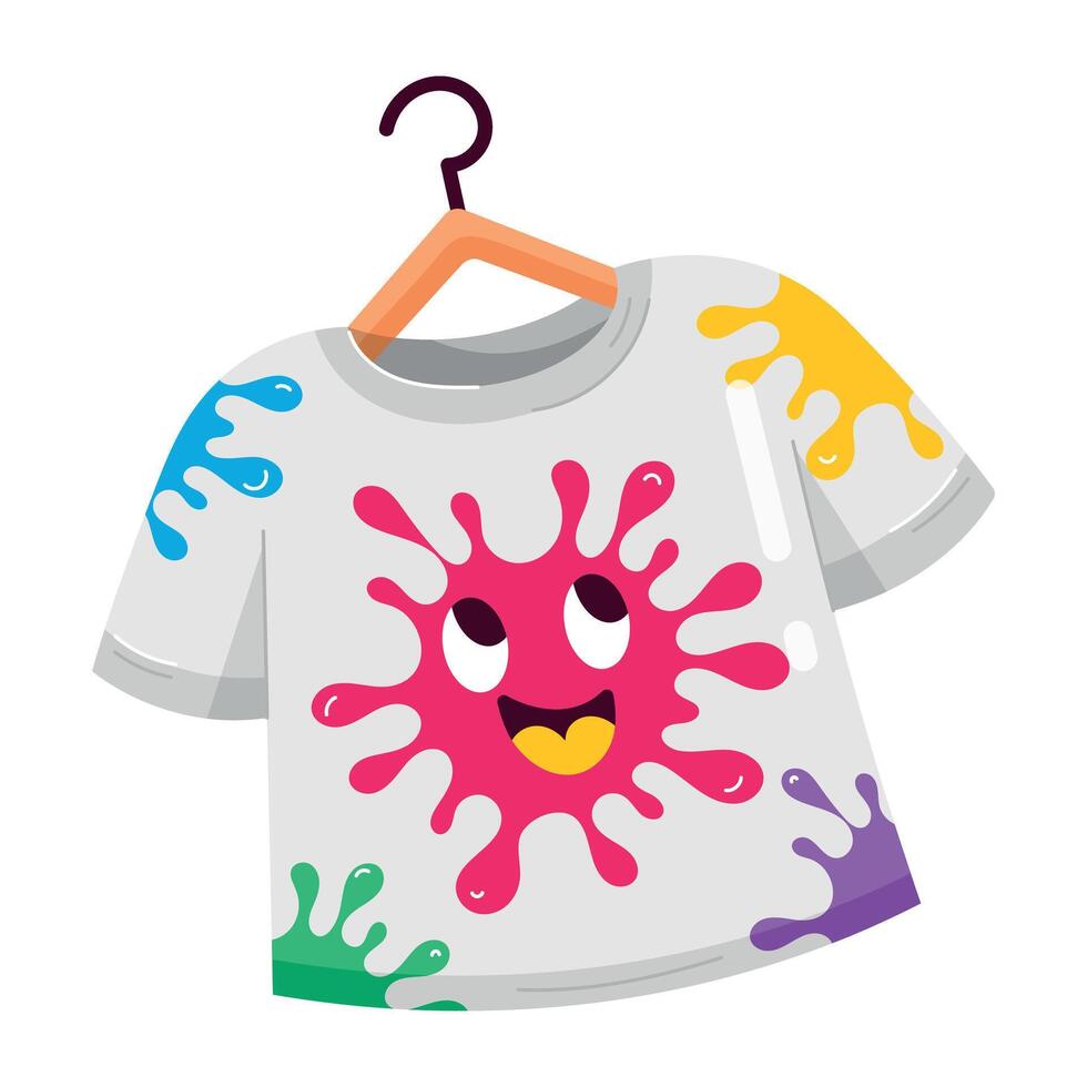 Grab this flat sticker of holi shirt vector