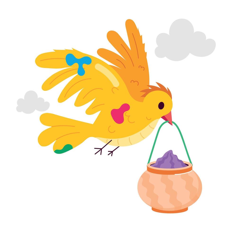 Beautiful flat sticker of a holi bird vector