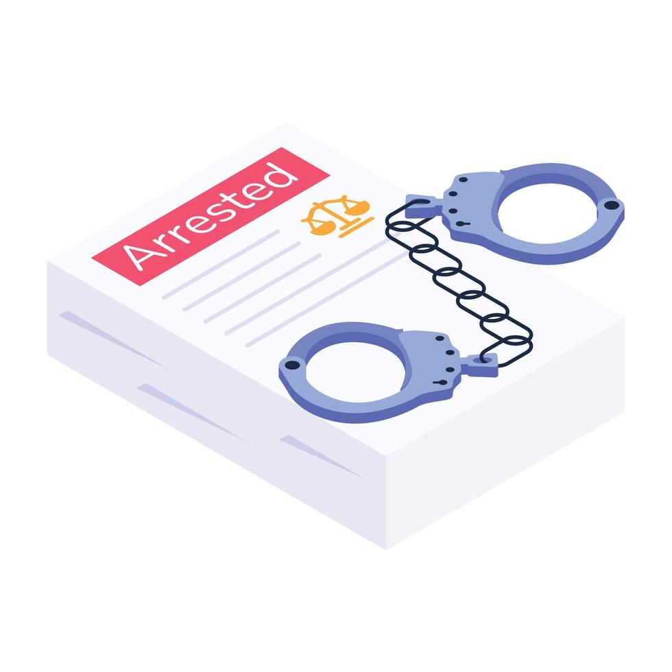 Arrest warrant isometric icon is up for premium use vector