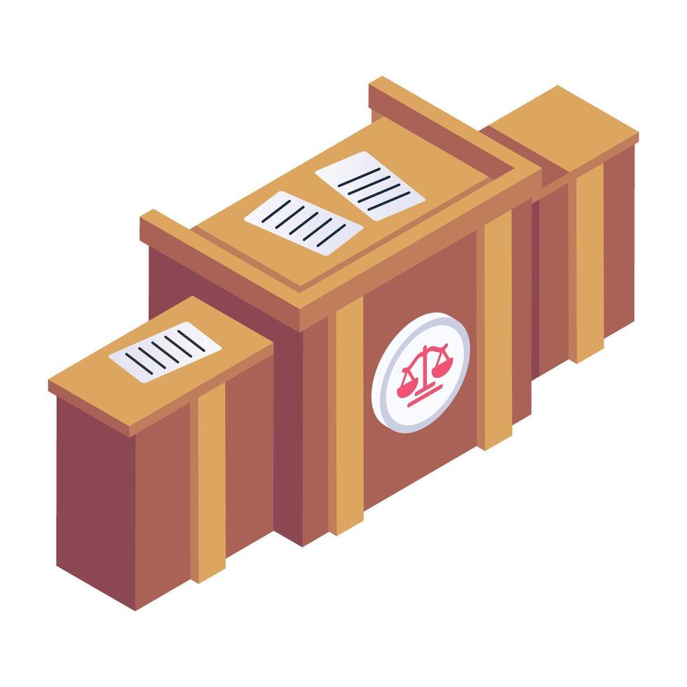 Trendy isometric icon of judge table vector