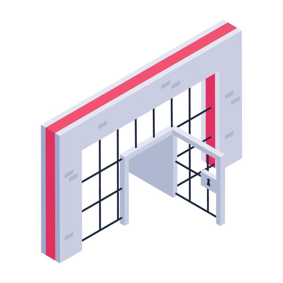 Latest icon of prison in isometric style vector