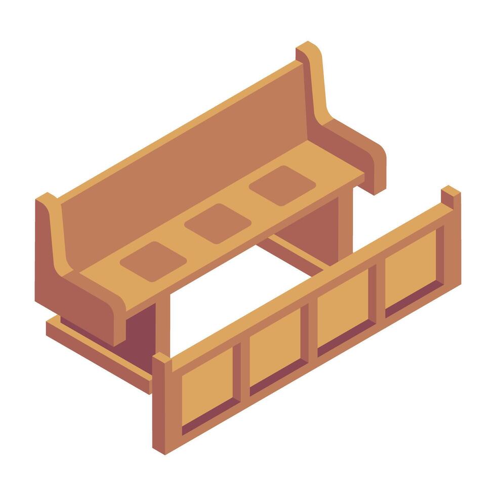 A handy isometric icon of judiciary seat vector