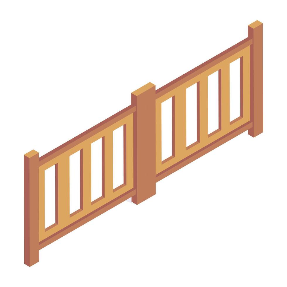 Trendy isometric icon of wooden fence vector