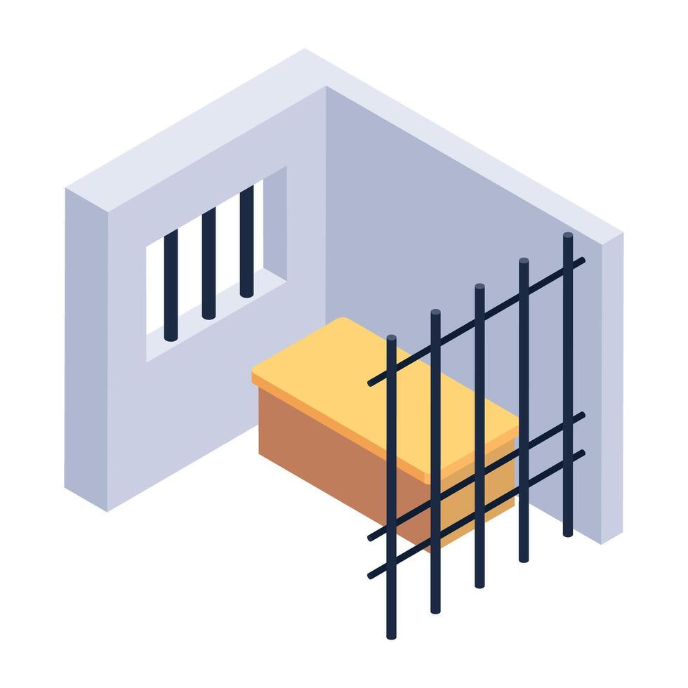 Trendy isometric icon of jail cell vector