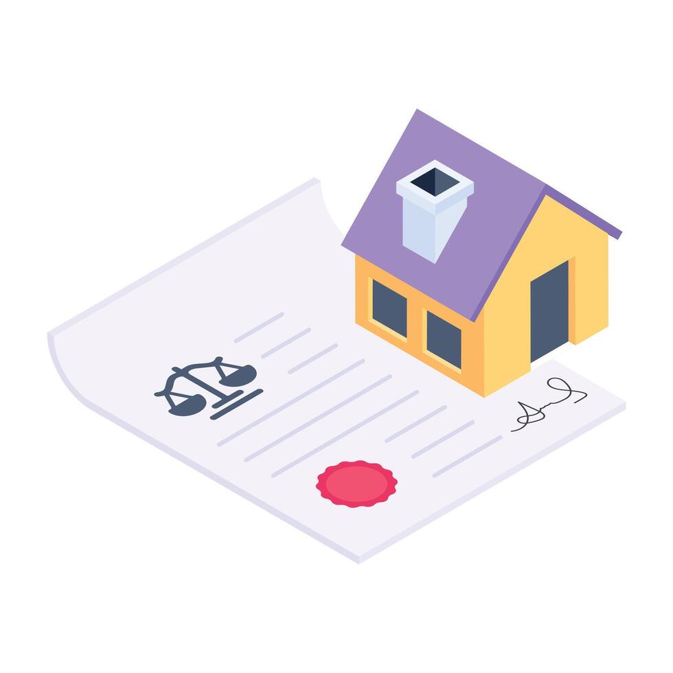 An editable isometric icon of property paper vector