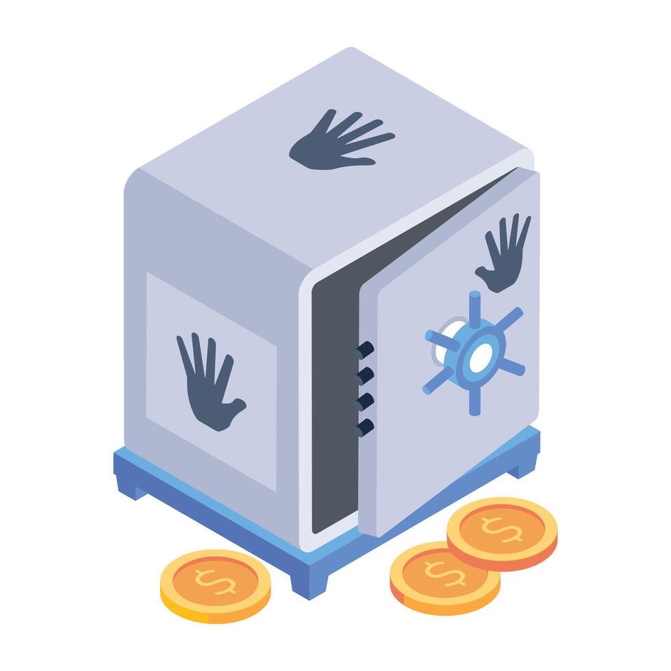 Latest isometric icon of bank holdup vector