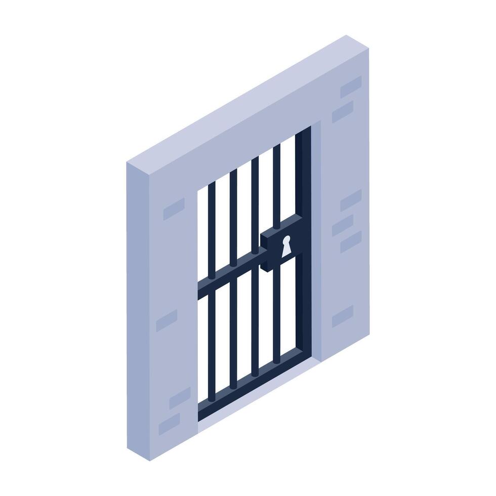 Trendy isometric icon of prison door vector