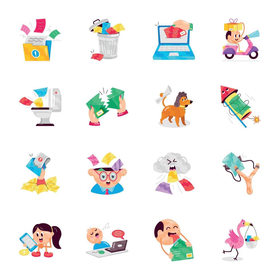 Collection of Mail Delivery Flat Stickers vector
