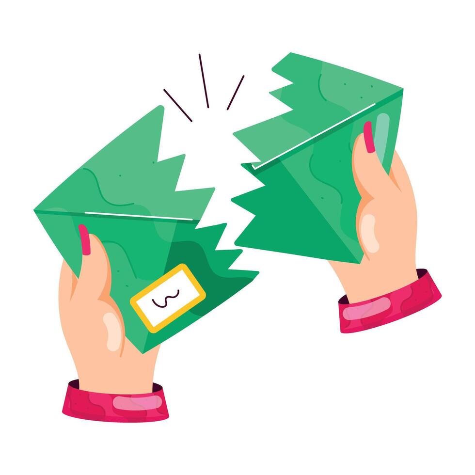Handy flat sticker of a torn mail vector