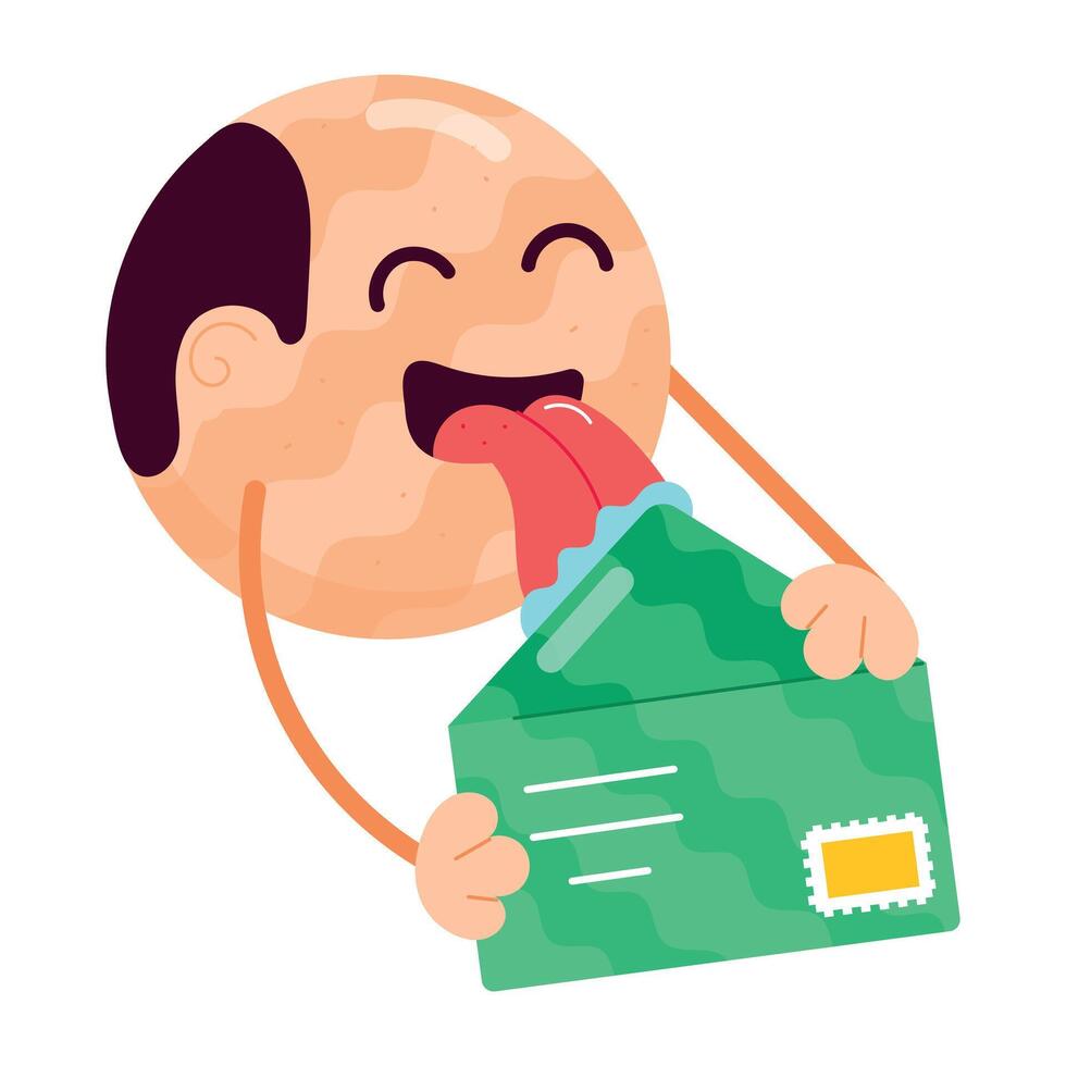 A flat style sticker of licking envelope vector